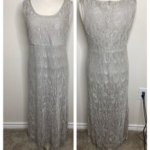 Damianou Silver Knit Maxi Dress USA Med